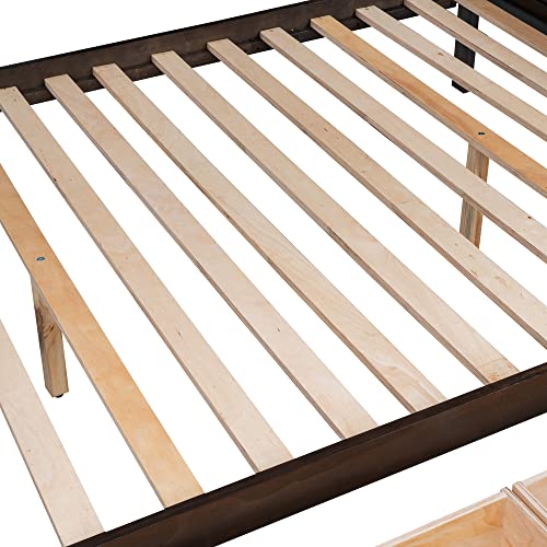 Harper & Bright Designs Twin Over Full Wood Bunk Bed with Drawers and Built-in Storage Cabinets for Kids Girls Boys,Espresso Harper & Bright Designs