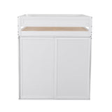 Polibi White Full Size Loft Bed with Wardrobe and 2-Drawer Desk Polibi