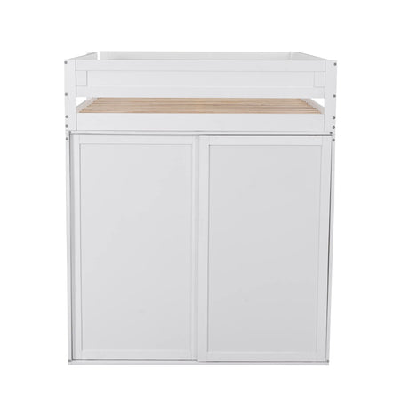 Harper & Bright Designs White Full Size Loft Bed with Wardrobes, Desk, and Storage Drawers Harper & Bright Designs