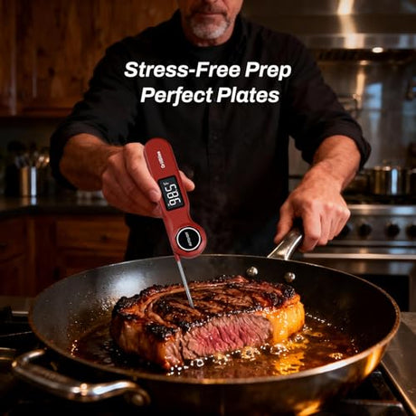 Instant Read Meat Thermometer, GrillBliss USB-C Rechargeable Digital Food Thermometer with 0.5s Fast Read & ±0.5℉ Accuracy, VA LCD Display, Cooking Thermometer for BBQ, Grill, Candy, Brewing GrillBliss