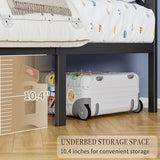 ChicZhiNest Twin Size Black Metal Bed Frame with USB Charging Station, LED Ambient Lighting, and Wooden Storage Headboard - Includes Under-Bed Storage, No Box Spring Needed, Noise Free, Easy Assembly ChicZhiNest