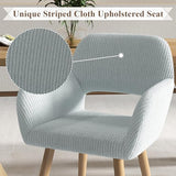 GOOLON Home Office Desk Chair Set of 1, Corduroy Fabric Vanity Chair for Makeup with Hollow Backrest, Comfy Armchair Wood Frame with Strudy Metal Legs, Light Blue GOOLON
