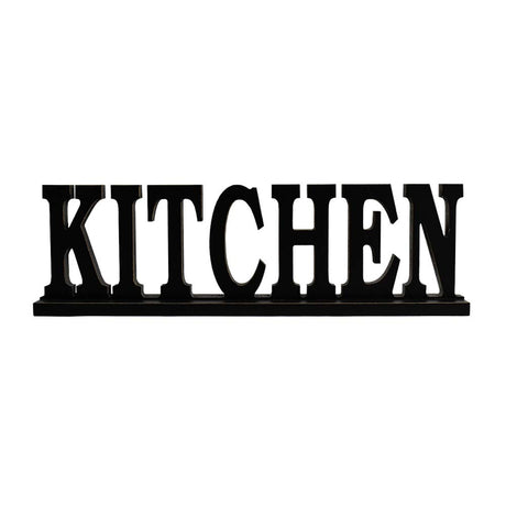 Rustic Wood Kitchen Sign for Home Decor, Decorative Wooden Cutout Word Decor Freestanding Kitchen Tabletop Decor, Black Kitchen Block Letters Decorative Family Word Art Wood Sitter Attraction Design
