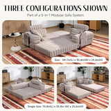 KSTNLUXQ 79" Corduroy Sofa Bed Sleeper Couch, 6-in-1 Convertible Boneless Floor Futon Loveseat, High-Density Foam Couch in a Box with 2 Headrest Pillows, No Assembly, Red and White KSTNLUXQ