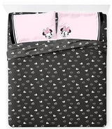 Jay Franco Kids Sheet Set with Fitted, Flat Sheets & Pillow Cover - Ultra-Soft Bedding with Pillowcase for Room Decor, Black - Minnie Mouse, 4 Piece Full Jay Franco