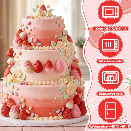 8 Cavity 3D Strawberry Silicone Mold, Candle Mold for Soap, Wax Melt, Cake Decorating, Chocolate Candy Baking DIY Crafts Supplies - Non-Stick Easy Release Strawberry Molds for Homemade Treats & Gifts Liobelon
