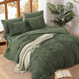 WRENSONGE Queen Comforter Set with Sheets - 7 Pieces Olive Green Tufted Bed in a Bag Queen Shabby Chic Bedding Sets with 1 Comforter, 2 Sheets, 2 Pillowcases & 2 Shams WRENSONGE