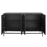 WILSHINE Sideboard Buffet with Storage Cabinet, 60" Black Buffets & Sideboards Credenza Wooden Entryway Table with 4 Doors and Adjustable Shelves for Dining Living Room Kitchen Coffee Bar WILSHINE