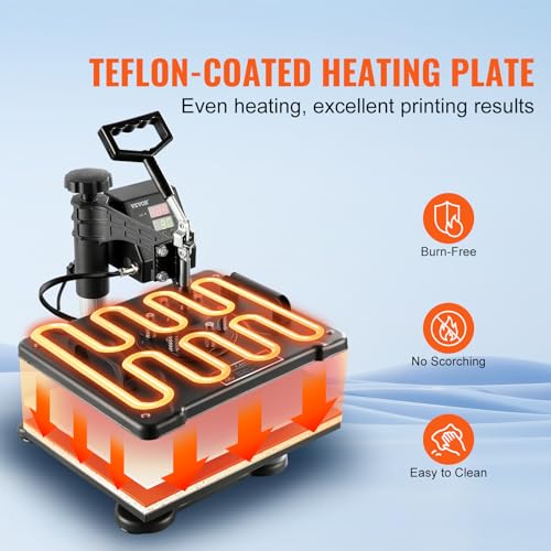 VEVOR 8 in 1 Heat Press Machine Combo, 360° Swing Away Tshirt Press Machine for Printing Hat Mug T Shirts Cap, 12x15 Digital Multifunctional Sublimation Heat Transfer Machine VEVOR