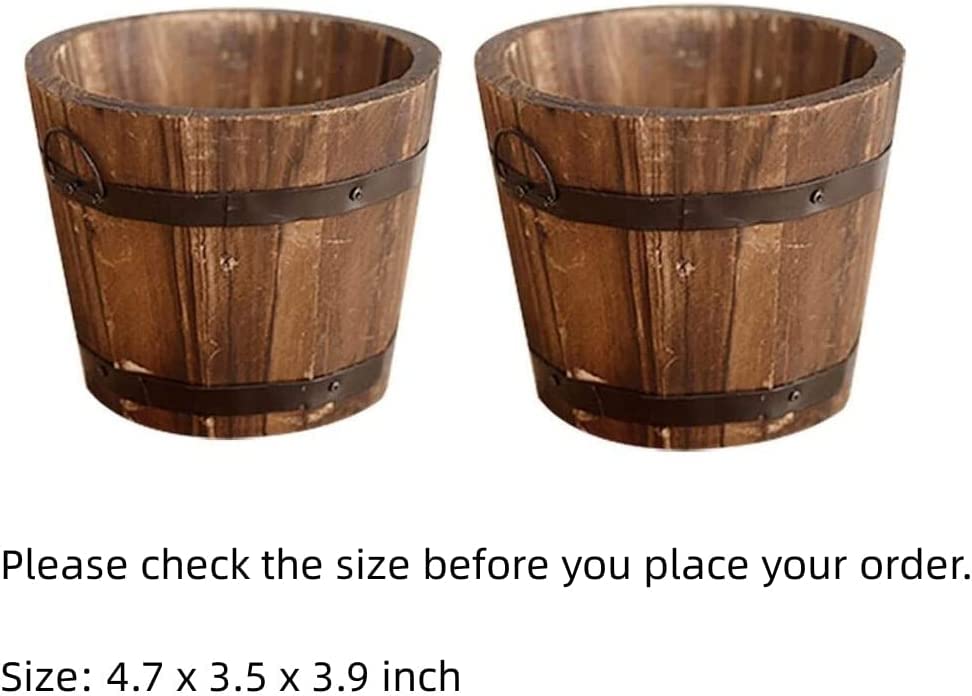 CoscosX 3 Pcs Rustic Wooden Bucket Flower Planter Patio Garden Backyard Planter Outdoor Indoor Home Decor CoscosX