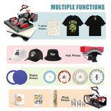 AKEYDIY 8 in 1 Heat Press Machine 12x15 Inch, 360° Swing Away Shirt Press Machine - Digital Heat Transfer Machine, Sublimation Heat Press for T Shirts Hat Cap Mug Plate (ProPress Elite 8 in 1) AKEYDIY