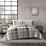 Eddie Bauer - Twin Comforter Set, Reversible Plaid Bedding with Matching Sham, Oeko-Tex Certified, Dorm Essentials (Normandy Grey) Eddie Bauer