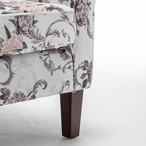 Container Furniture Direct Classic Accent Armchair with Birch Wood Frame and Comfortable Rolled Armrests, Arm Chairs for Living Room, Bedroom and Office Decor, 03 Printed Fabric Container Furniture Direct