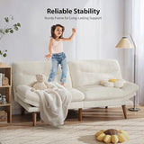Pipishell Futon Sofa Bed, Modern 66" Futon Couch Convertible to Bed & Lounger, Compact Size, Corduroy Loveseat, Durable Construction - Fits Small Spaces, Apartments,Study Room (Beige White, 66 Inch) Pipishell