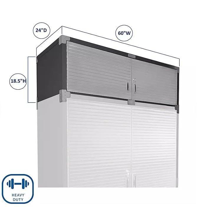 Heavey Duty Durable Lockable Stainless Steel 2 Piece Storage Cabinet Set, 4 Doors, Organizer for Garage, Office, Classroom, (Graphite, 60" W x 24" D x 90.5" H) Generic
