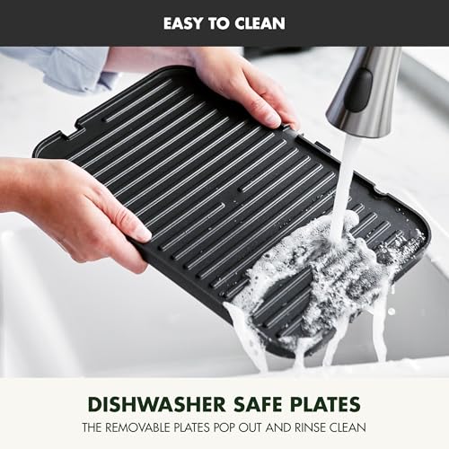 GreenPan Elite 7-in-1 Multi-Function Contact Grill & Griddle, Healthy Ceramic Nonstick Aluminum, Grill & Waffle Plates, Adjustable Shade & Shear, Closed Press/Open Flat Surface, PFAS-Free, Black GreenPan