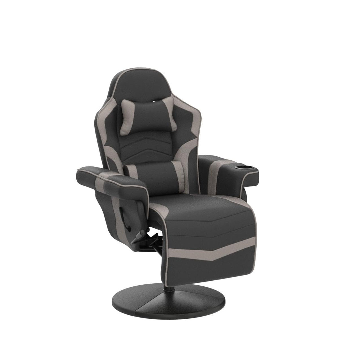 LVUYOYO Reclining Gaming Chair, Gaming Chair with Footrest and Massage, High Back PU Leather Gaming Recliner w/Adjustable Height, Swivel Game Chair with Lumbar Support, Cup Holder, Headrest LVUYOYO