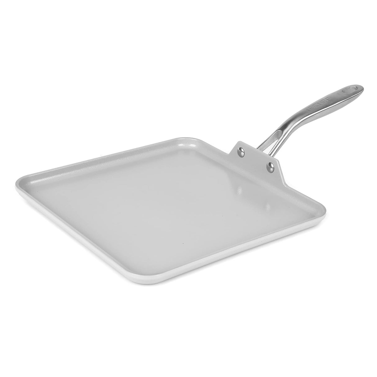 TECHEF - CeraTerra Ceramic Nonstick Square Griddle Pan (PTFE and PFOA Free Ceramic Exterior & Interior), Oven & Dishwasher Safe, Made in Korea, Grey/Silver (Griddle Pan) TECHEF