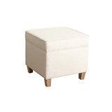 Homepop Home Decor | K7342-F2067 | Classic Square Storage Ottoman with Lift Off Lid | Ottoman with Storage for Living Room & Bedroom, Cream Woven HomePop