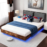 LUCKLIFE Floating Bed Frame Queen Size, with Adjustable Headboard and Smart LED Lights, Upholstered Bed Frame with RGB Lights, Modern Metal Bed, Easy Assembly, Under-Bed Storage, Bedroom LUCKLIFE