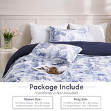 LONAVA King Botaincal 3 Pcs Duvet Cover Set, Breathable Soft Microfiber Navy Lining Comforter Cover with Zipper Closure, and 2 Anti-Pilling, Fade Resistant Pillowcases, Blue Forest LONAVA