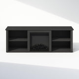 Furinno Jensen No Heat Decorative Electric Fireplace TV Stand, Entertainment Center for TV up to 70 Inch, Americano Furinno