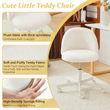 VINGLI Modern Vanity Chair with Back, Velvet Desk Chair for Girls, Small Office Chair with Silent Wheels， Stylish and Comfortable, White VINGLI