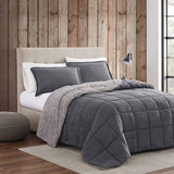 Eddie Bauer - Queen Comforter Set, Microsuede Bedding with Soft Sherpa Reverse, 3 Piece Bed Set with Matching Pillowcases (Sherwood Grey) Eddie Bauer