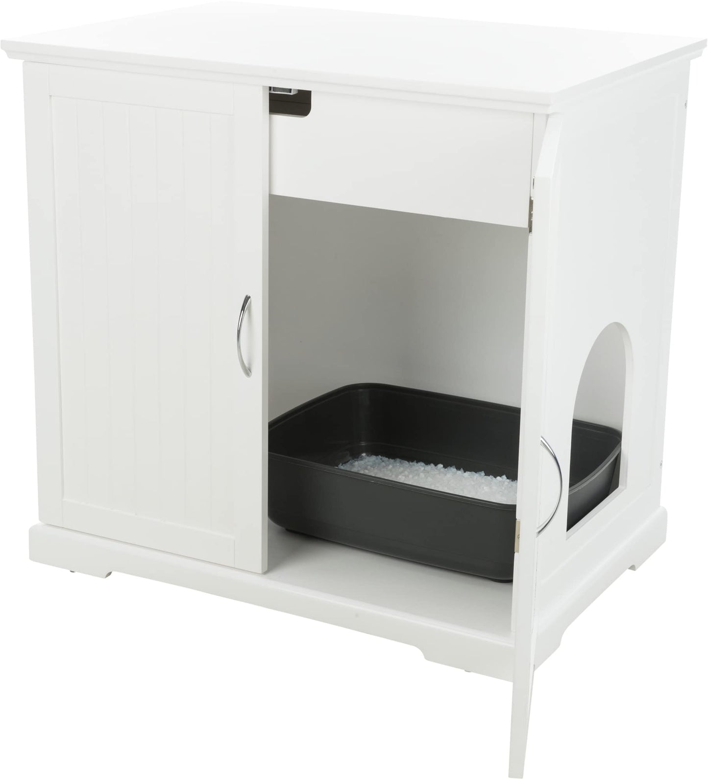 TRIXIE XL Wooden Litter Box Enclosure with Storage Drawer, for Standard or Large Size Litter Box, White (40236) - WoodArtSupply