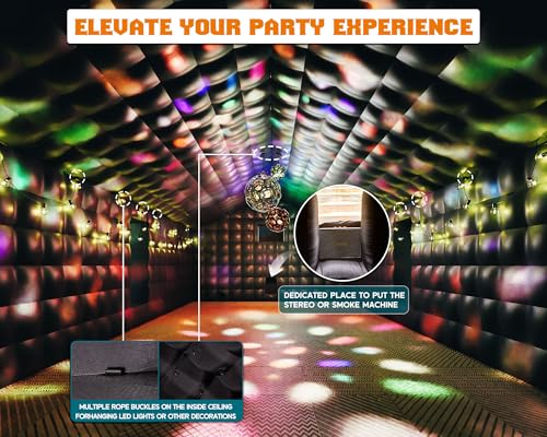 Albott 39x20x14 FT Large Black Inflatable Nightclub Tent for Adults with Pavilion Rest Area, Black Inflatable Night Club Gazebo with 2 Side Doors & Logo Area for Birthday, Wedding, Backyard Events Albott