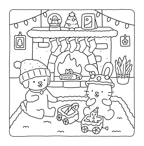 Fuzzy Hygge: Christmas Vibes Coloring Book for Adults & Teens Featuring Cozy Festive Holiday Winter Scenes with Adorable Animals Characters (Fuzzy Friends Coloring)