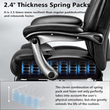 600lbs Big and Tall Office Chair for Heavy People,Heavy Duty Comfy Executive Office Desk Chair with Adjustable Lumbar Support,High Back Reclining PU Leather Computer Chair,Metal Base (Classic, Black) WAILOR