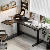 Muvai 59 Inch L Shaped Standing Desk Adjustable Height with Cable Management Tray,Gaming Electric Corner Standing Desk, Sit Stand Computer Table with Reversiable Splice Board, Black Muvai