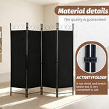 FDW 4 Panel Room Divider and Folding Portable Partition Screen, 6FT Wall Divider Screen for Dorm Bedroom Office, Coal Black FDW