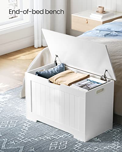 VASAGLE Storage Chest, Storage Bench, Entryway Bench with 2 Safety Hinges, Shoe Bench, Modern Style, 15.7 x 29.9 x 18.9 Inches, for Entryway, Bedroom, Living Room, White ULHS11WT