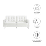 Modway Loft Tufted Button Faux Leather Upholstered Loveseat in Silver White Modway