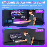 MEUIS 40 inch Small Gaming Desk with Pegboard Shelves Computer Desks with Led Lights Power Outlets PC Monitor Stand Reversible Storage Shelf Table for Bedroom Small Space, Black MEUIS