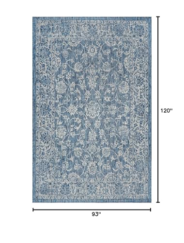 JONATHAN Y Weave Floral Indoor Outdoor Area Rug 8X10 Navy/Gray, Tela Bohemian Textured for Backyard, Patio, Porch, Easy-Cleaning, High Traffic, Pet-Friendly, Non-Shedding (SMB100B-8) JONATHAN Y
