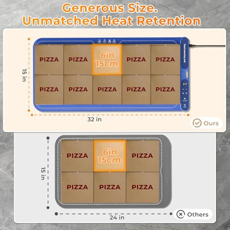Warming Mat for Food Extra Large 32"x15", Electric Silicone Food Warmer Trays for Chafing Dishes & Buffet,Portable Countertop Food Warmers for Parties, 7-Level Temp 8-Hour Timer， Blue FJAU