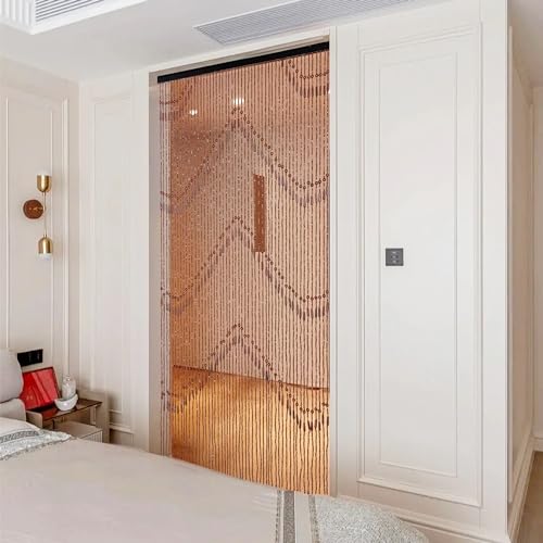 Foreate Beaded Curtain for Doorways Handmade Bamboo Wood Door Beads Boho Hanging Room Divider Hallway Window Hippie Curtains Rustic Home Decor 35.5" x 75" Brown Foreate