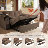 oaaktu ﻿ Large Size Convertible Sleeper Sofa Bed,Polka dot Velvet Pull Out Futon Couch with Storage handrails & Rotating Side Tables,Convertible Sofa Couch for Living Room,RV (Coffee) oaaktu