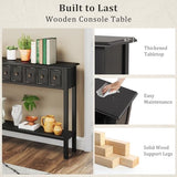 Giantex 60" Entryway Table, Long Narrow Console Table with 4 Drawers and Open Storage Shelf, Modern Slim Entry Tables, Farmhouse Wooden Sofa Tables with Anti-Tip Kit for Living Room, Hallway (Black) Giantex