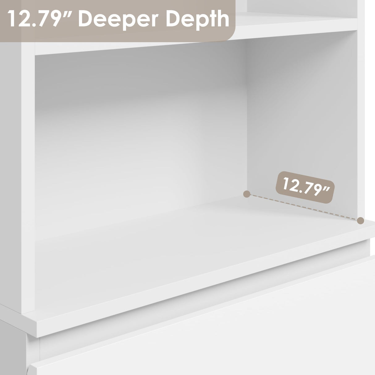 GarveeHome 70 Inches Bookcase with Drawers, Tall Bookshelf Farmhouse Bookcases Wooden Deep Bookshelves Storage Cabinet Organizer for Living Room, Study, Kitchen, Home Office GarveeHome