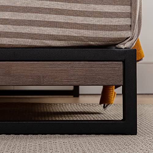 Zinus Suzanne Bamboo and Metal Platform Bed Frame, 7-Inch Low Profile, Solid Steel Construction, No Box Spring Needed, Wood Slat Support, Easy Assembly, Grey Wash, King Zinus