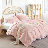 weigelia Twin Comforter Set 5 Pieces Pink Comforter Set Soft Blush Pink Bed Set Twin Bedding Set for Girls with Comforters, Flat & Fitted Sheets, Pillowcases & Shams weigelia