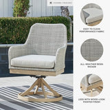 Signature Design by Ashley Seton Creek Cottage Weather Resistant Outdoor Swivel Dining Chair with Cushion, Set of 2, Light Brown & Light Gray Signature Design by Ashley
