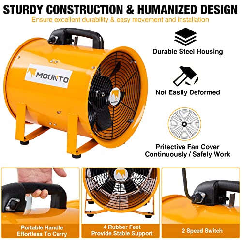 MOUNTO COMBO Heavy Duty Cylinder Fan with 25-foot Vinyl Hose (8inch) MOUNTO