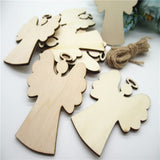 Amosfun 20Pcs Wooden Angel Shaped Pendants DIY Christmas Hanging Ornaments for Xmas Tree Amosfun