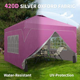 GDY 12x12FT Pop Up Canopy Tent with One Push Setup, Easy to Install with 4-Sidewalls for Events, Parties, Camping, Outdoor Gazebo with 4-Sandbags and Wheel Bag, Pink. GDY