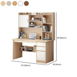 LITFAD Modern White Computer Desk with Hutch, Bookcase, and Cable Management - 3 Drawers, 47.2" x 17.7" x 64.2" LITFAD